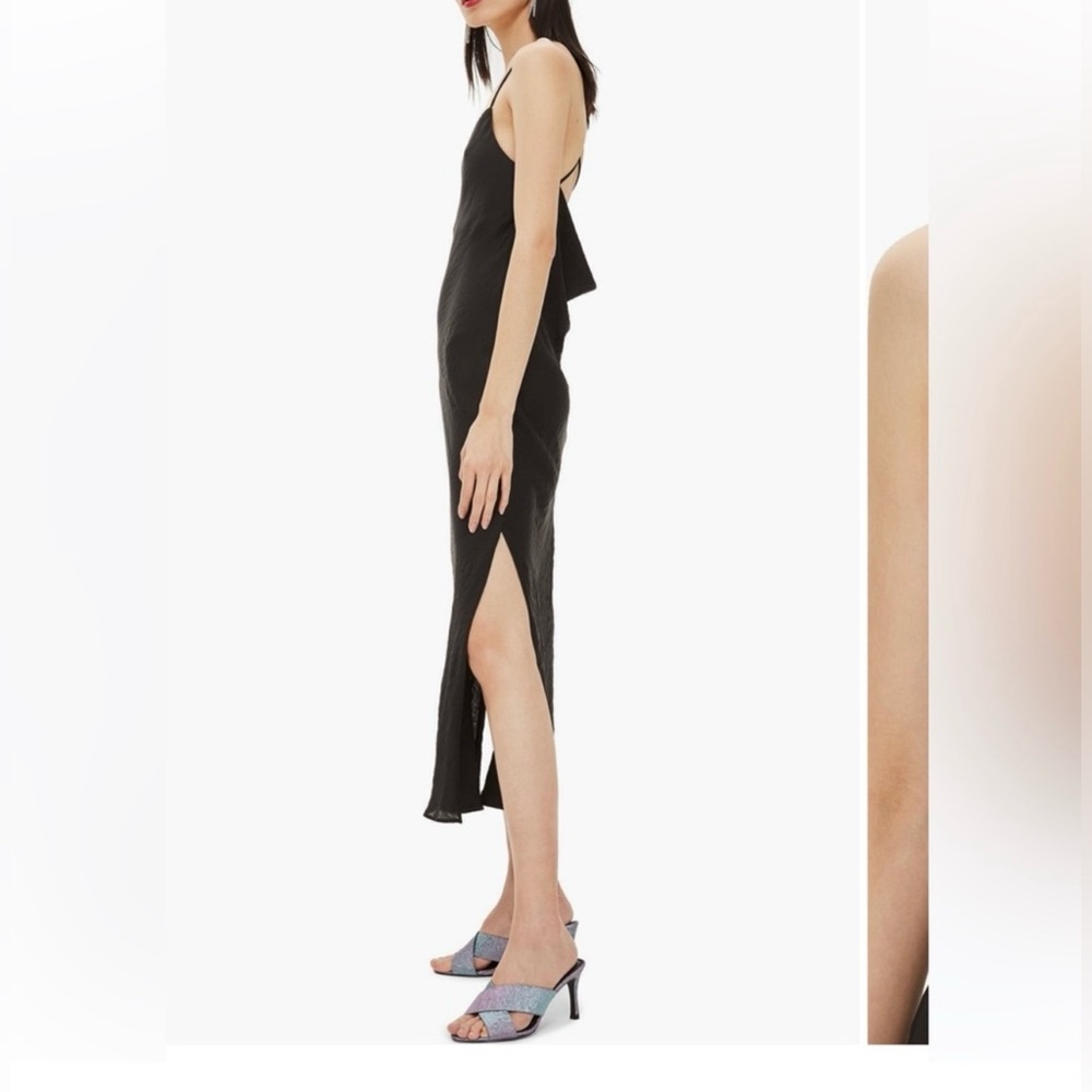 Topshop Brown Satin Midi Dress - Picture 4 of 6